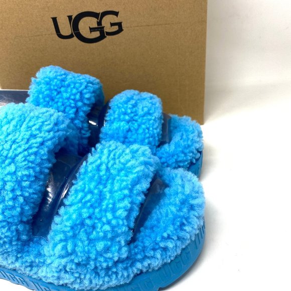 UGG OH Fluffita Women's Slippers Platform Blue Logo Size 1120876SPL - Picture 3 of 10